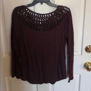Lucky Brand Maroon Blouse Top Small